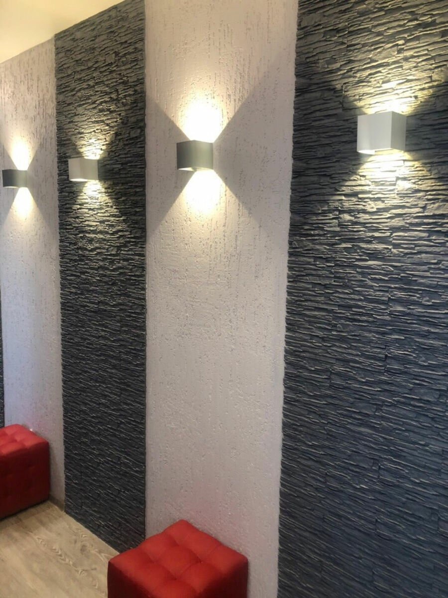 Декоративный камень сланец тонкослойный в интерьере