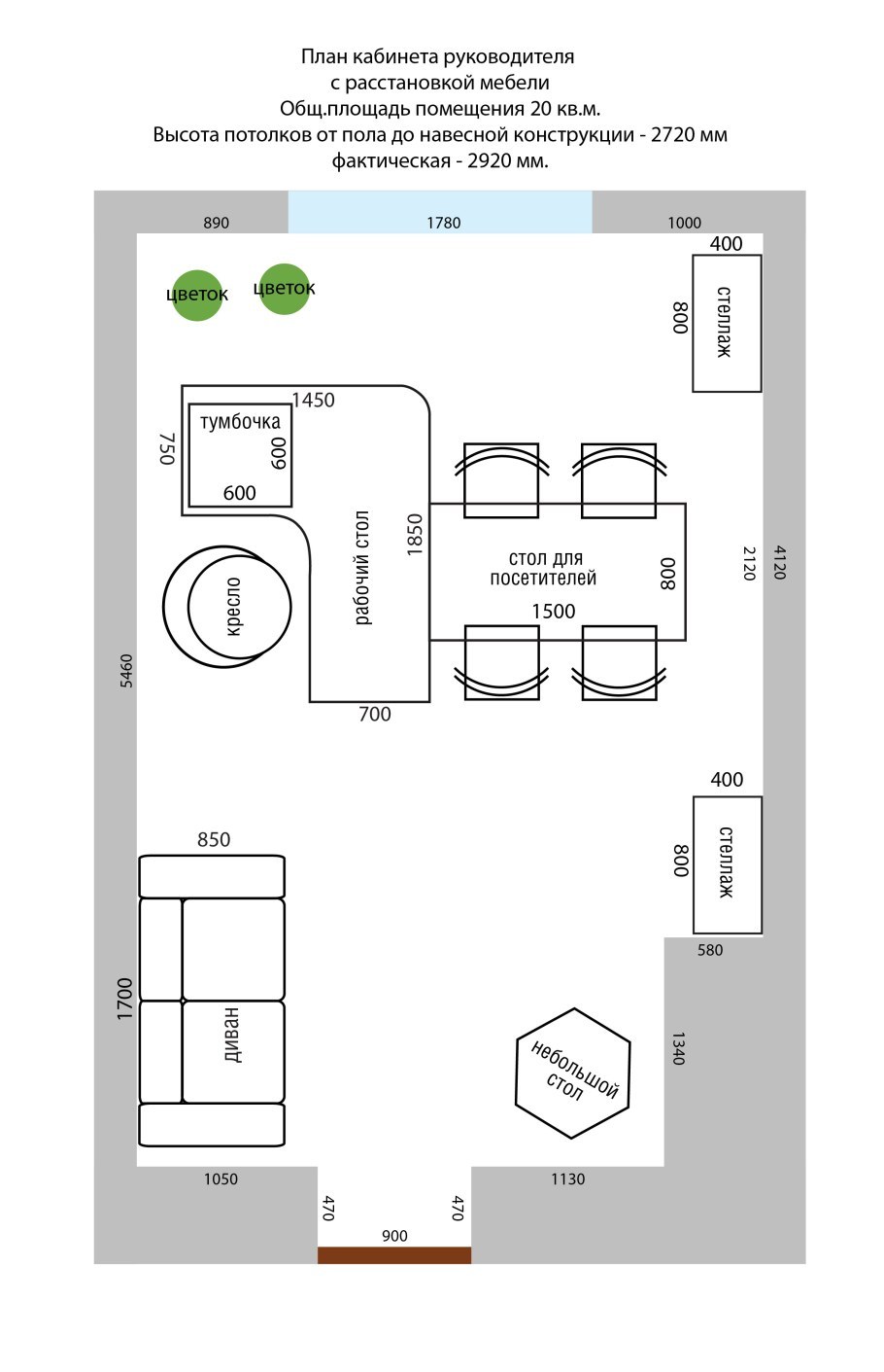 Расстановка мебели в кабинете руководителя схема