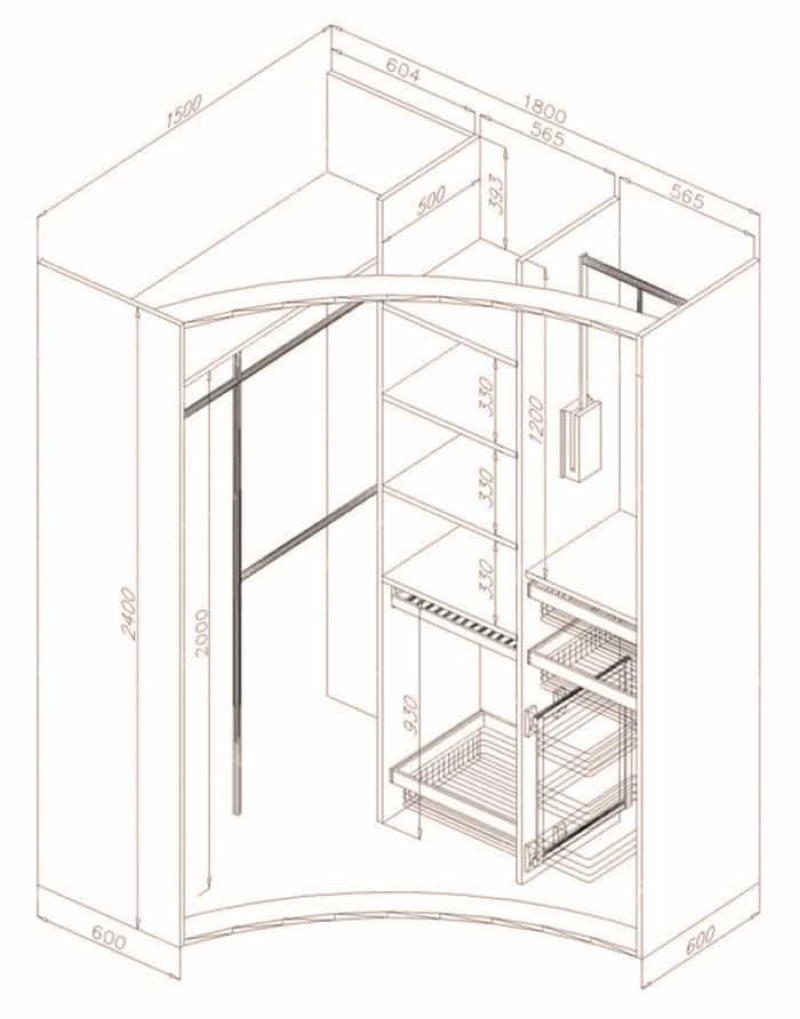 Проект углового шкафа купе