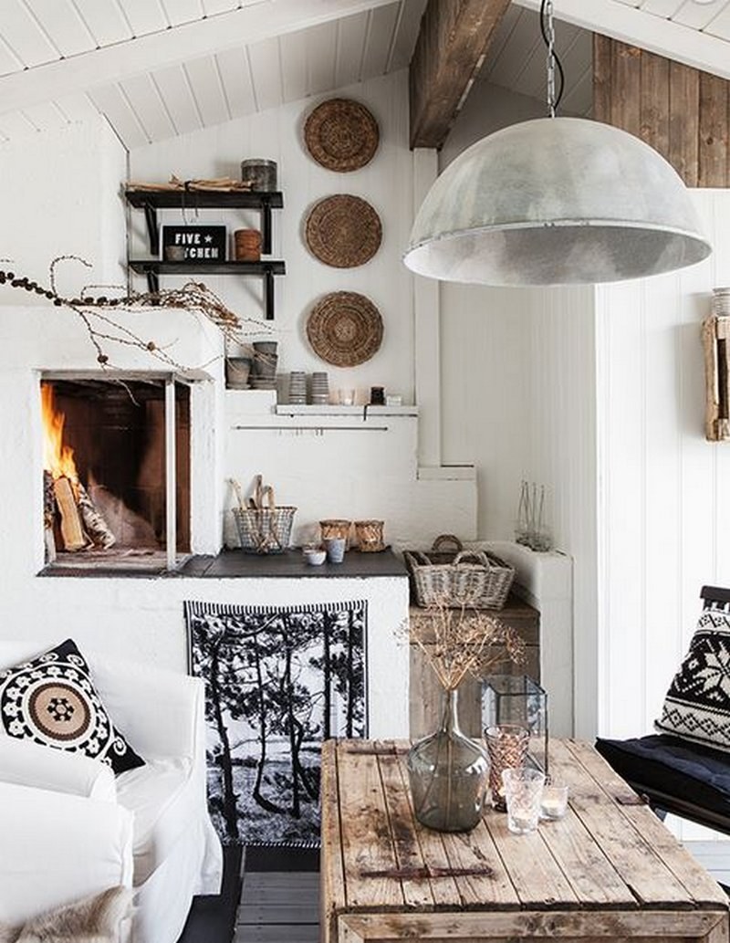 Гостиная бохо Сканди