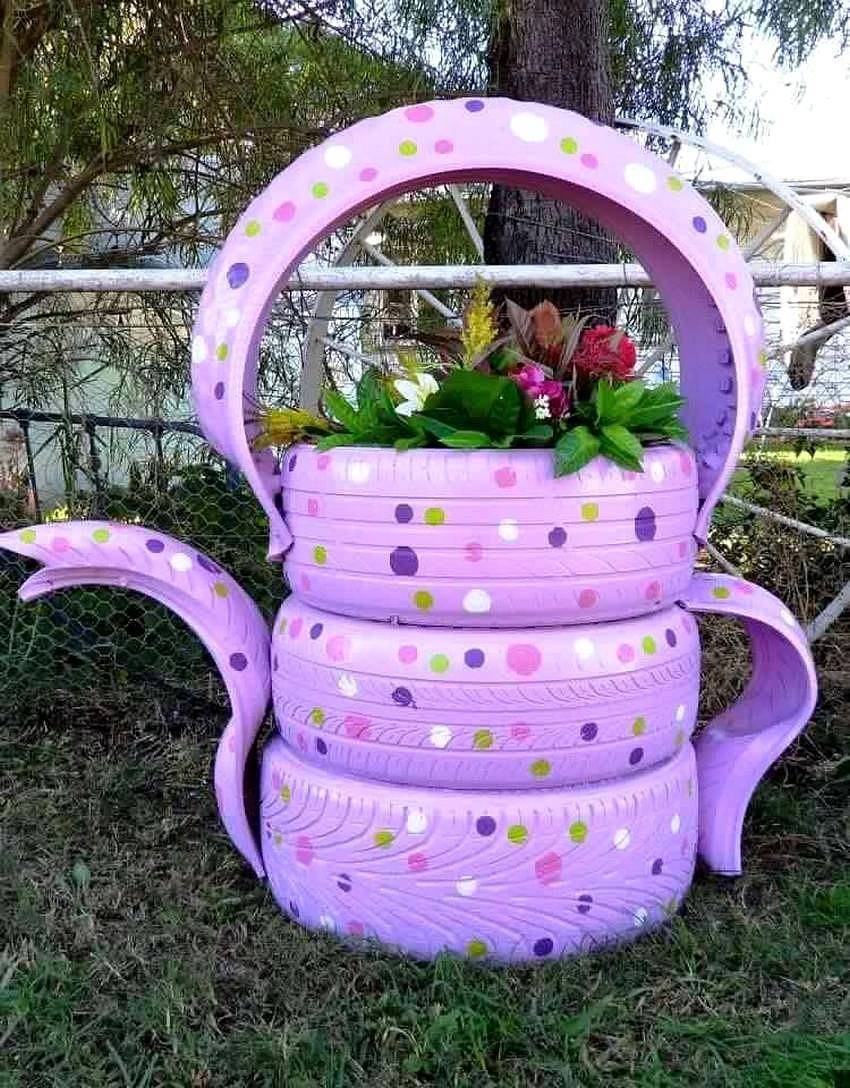 Клумбы из покрышек