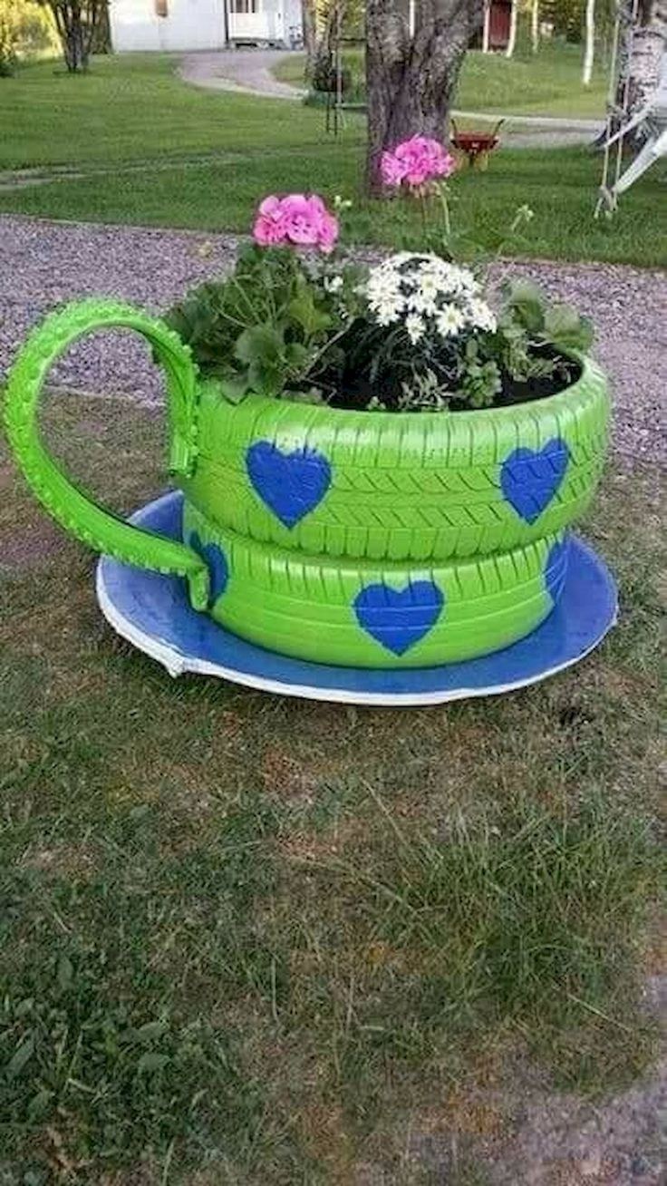 Красивые клумбы из колес