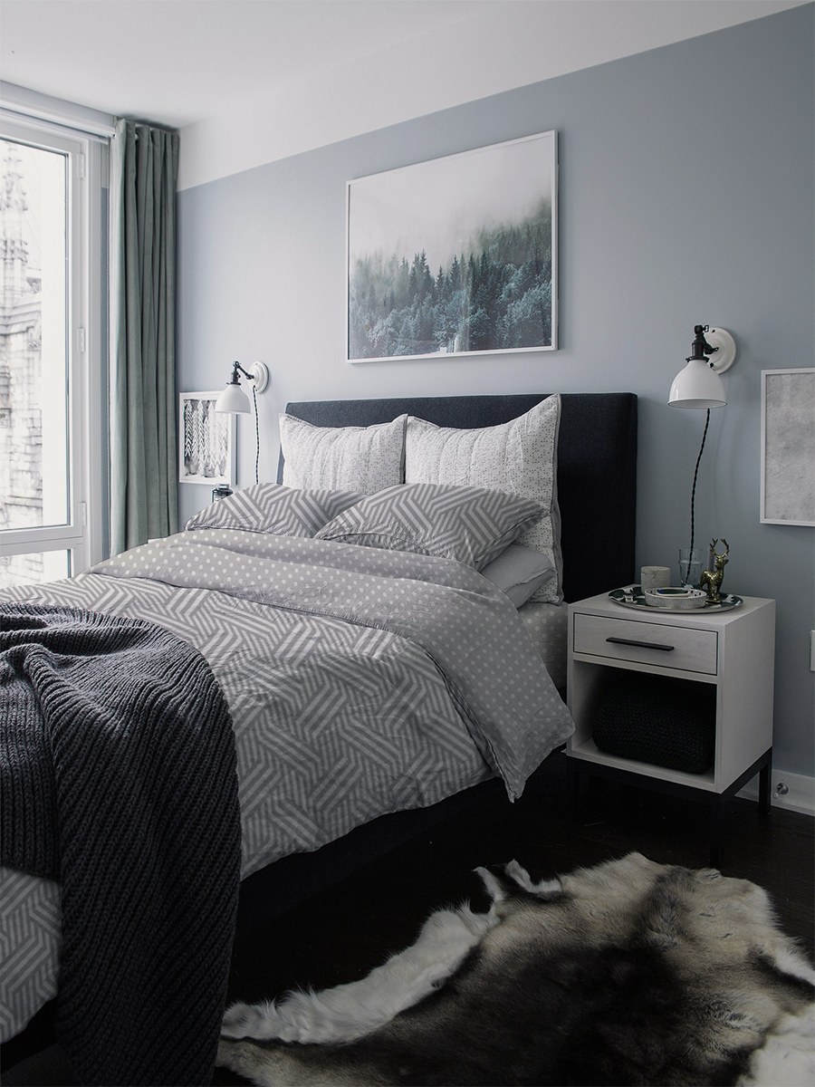 Спальня в сером цвете