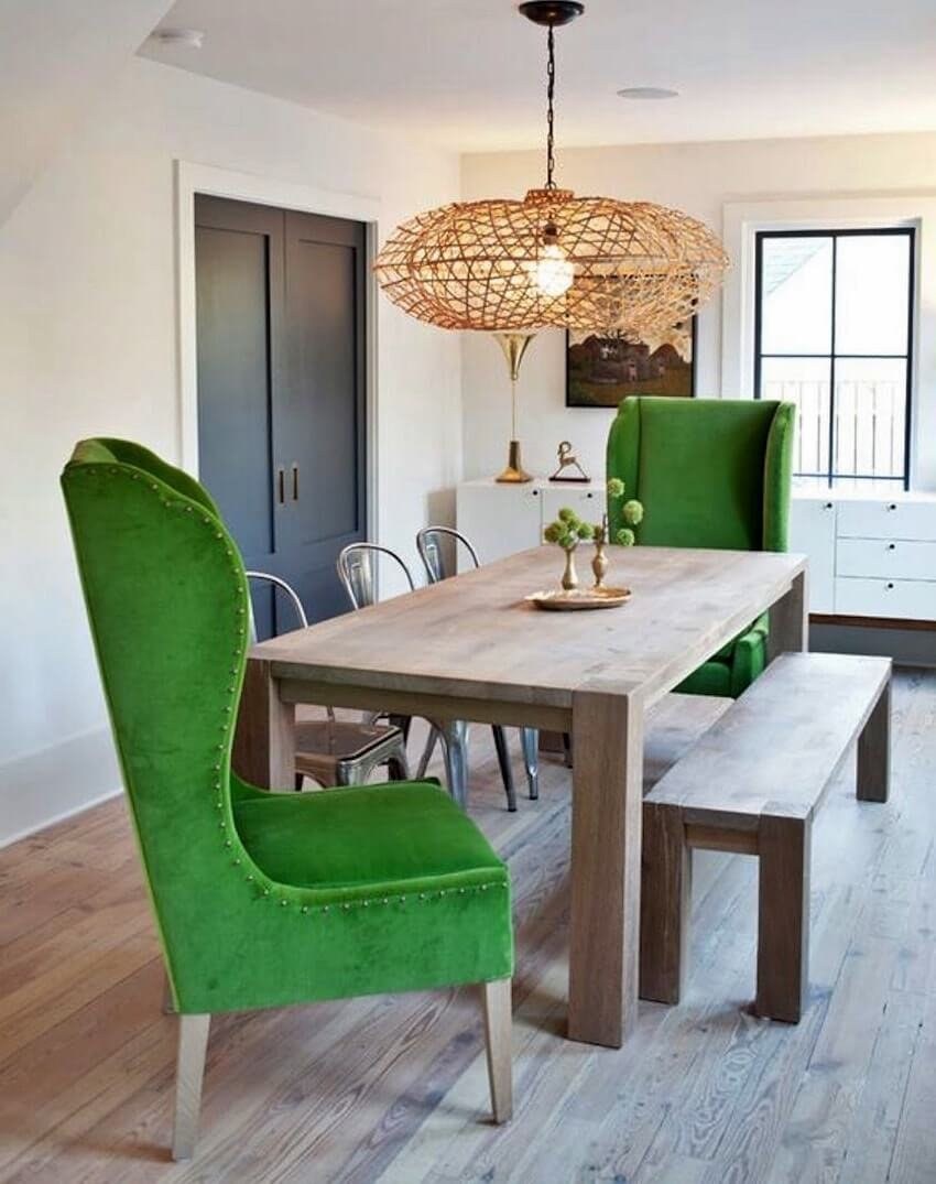 Зеленые стулья в интерьере