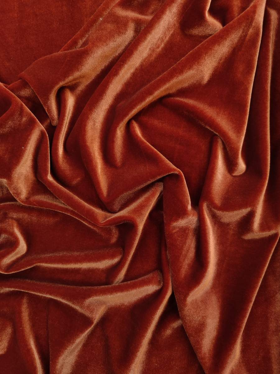 Ткань бархат терракотовый