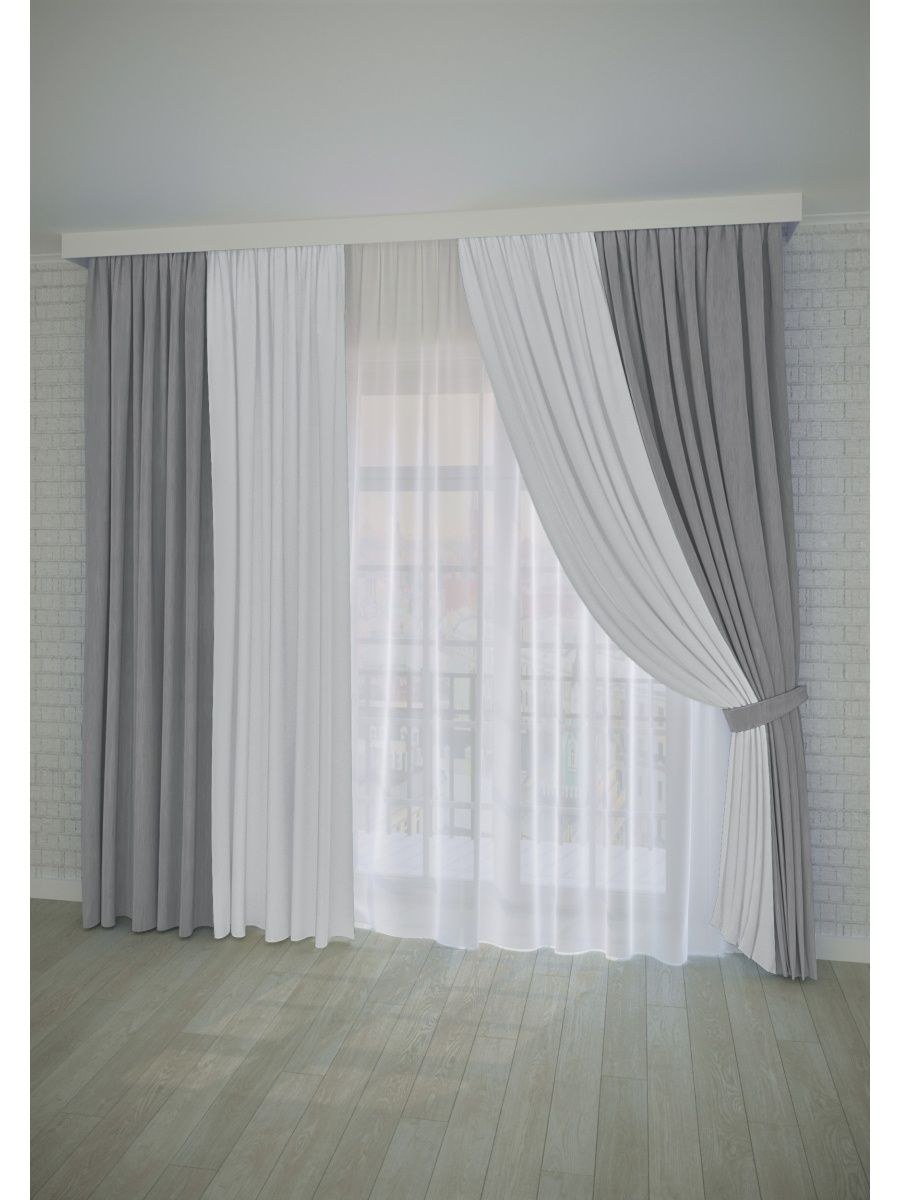 Двухцветные шторы для гостиной