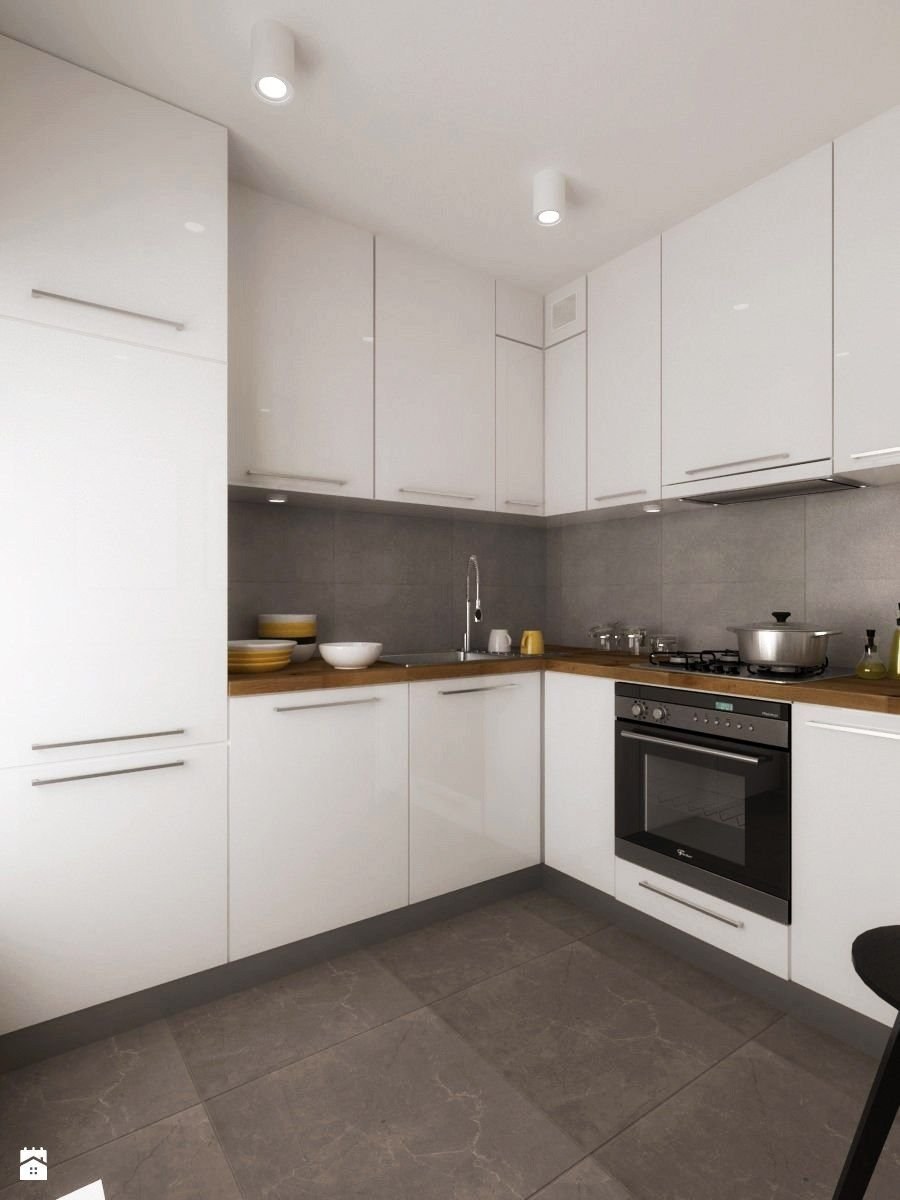 Серая глянцевая кухня