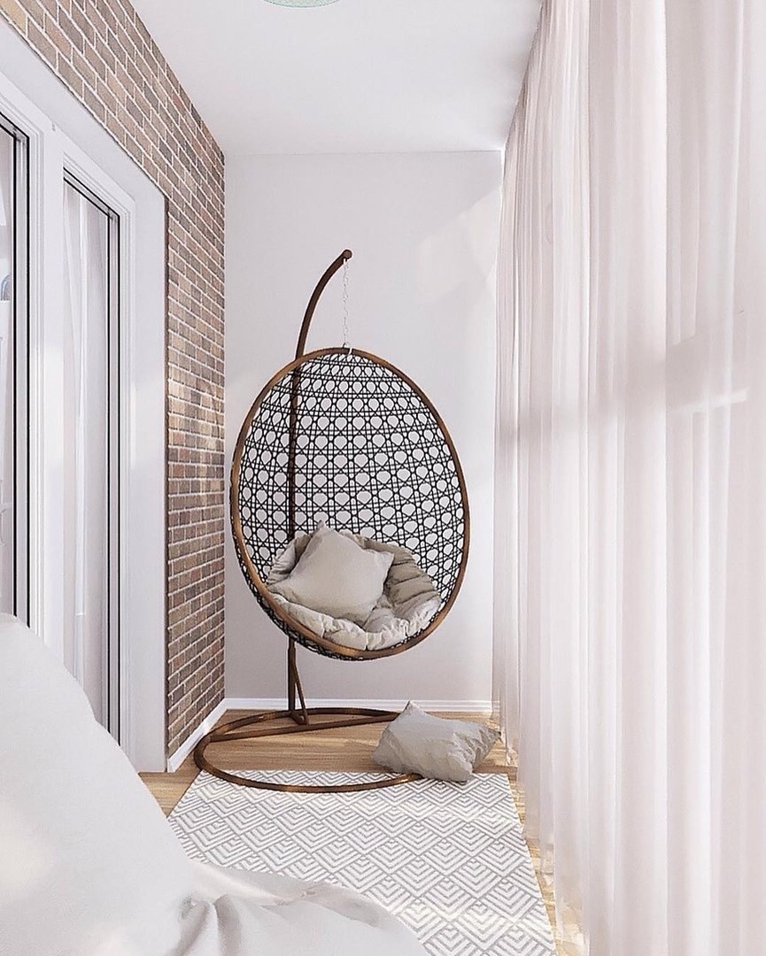 Подвесное кресло в интерьере квартиры