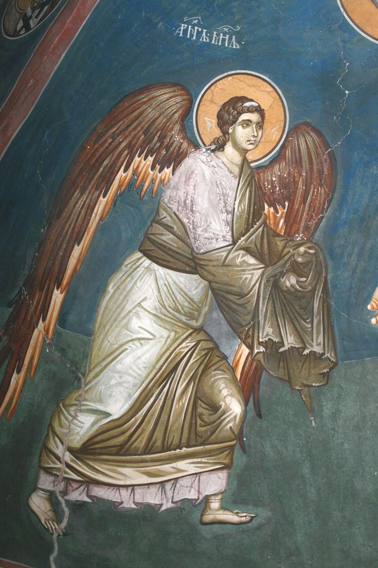 Архангел Гавриил древняя православная фреска