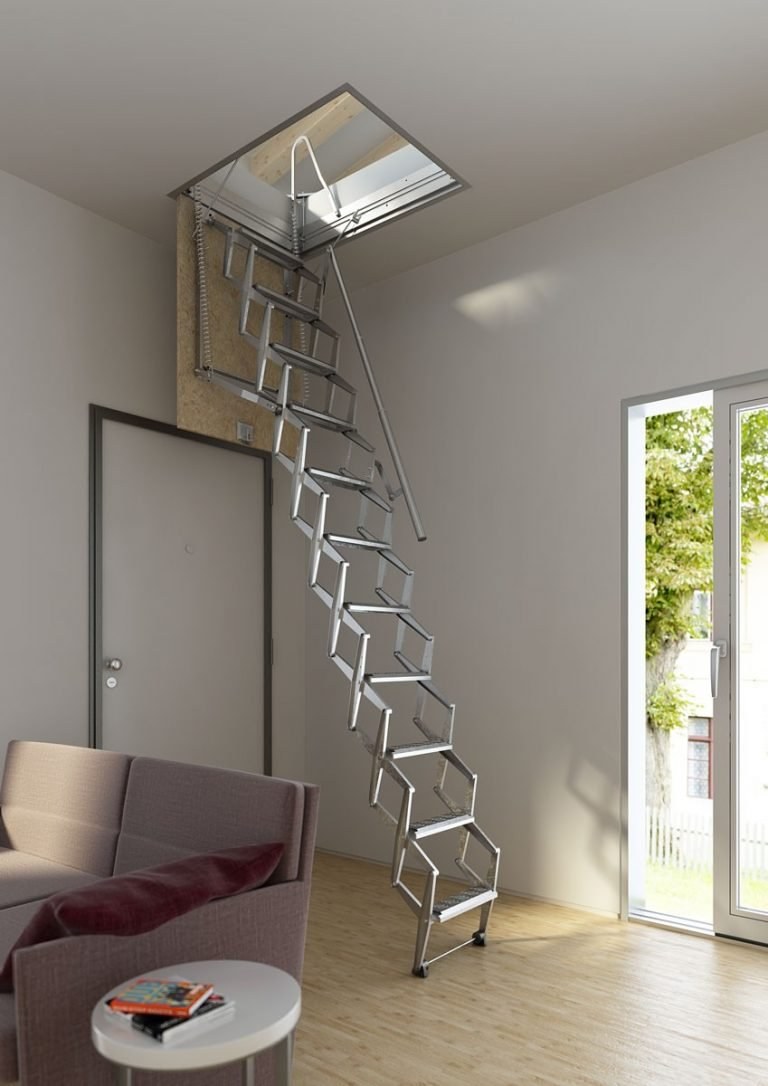 Металлическая компактная чердачная лестница, лс-127