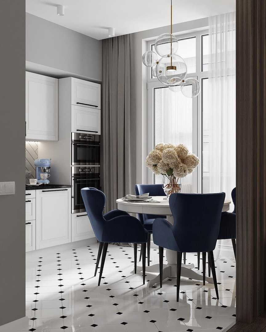 Шторы на кухне в интерьере современные