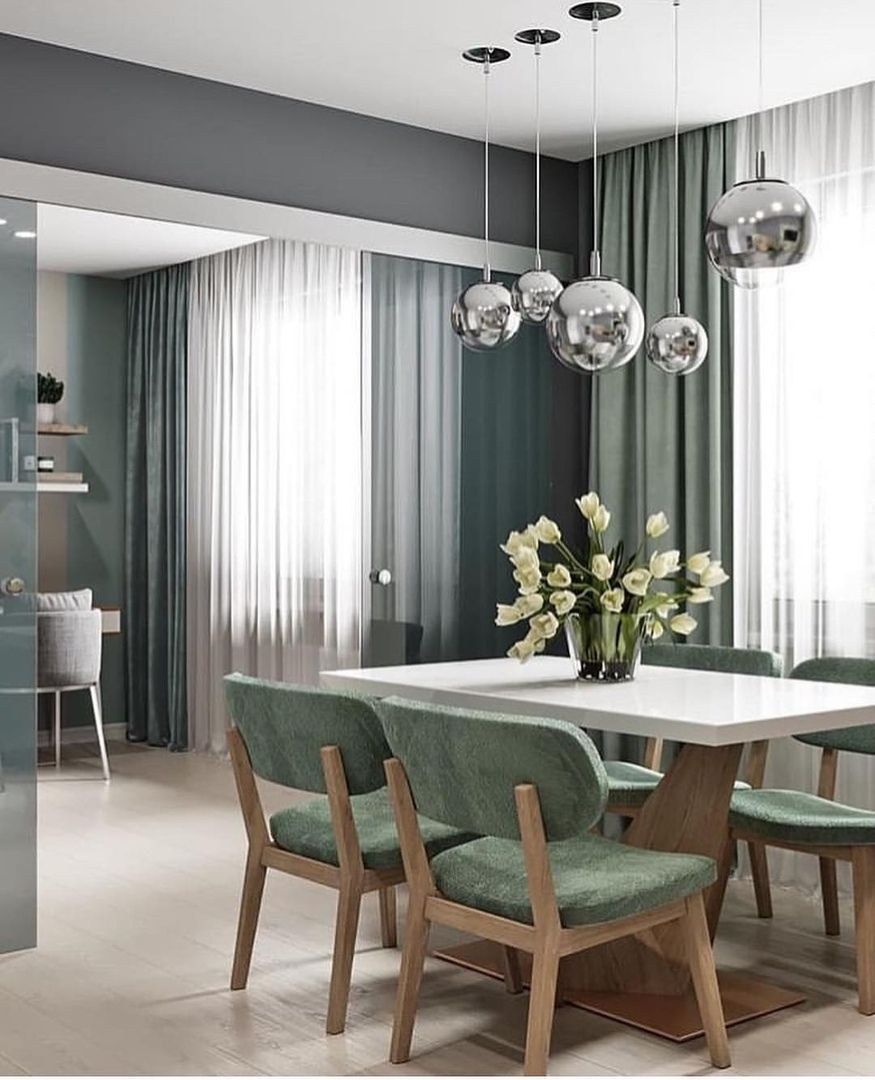 Кухня в серо зеленом стиле