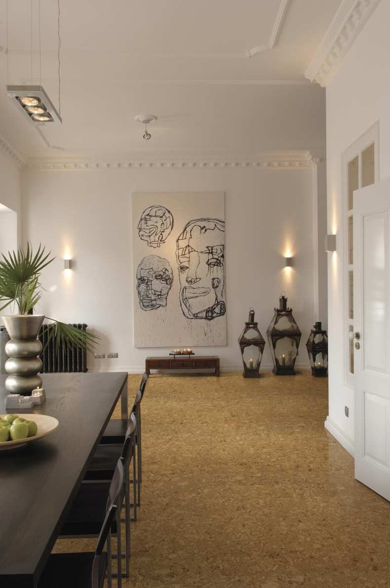 Пробковый пол в интерьере