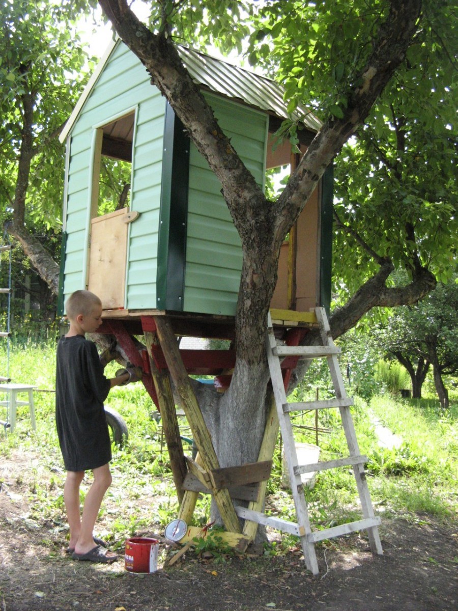 Домик на дереве на даче