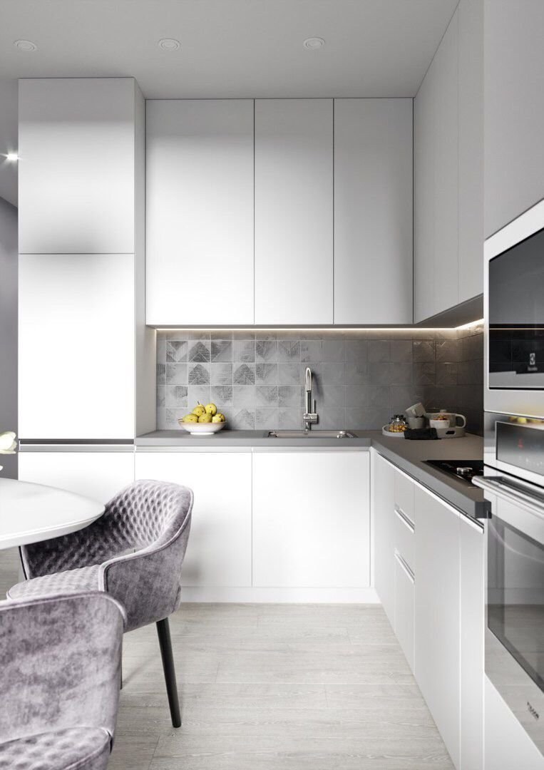 Кухня 9кв.м в стиле Модерн белая