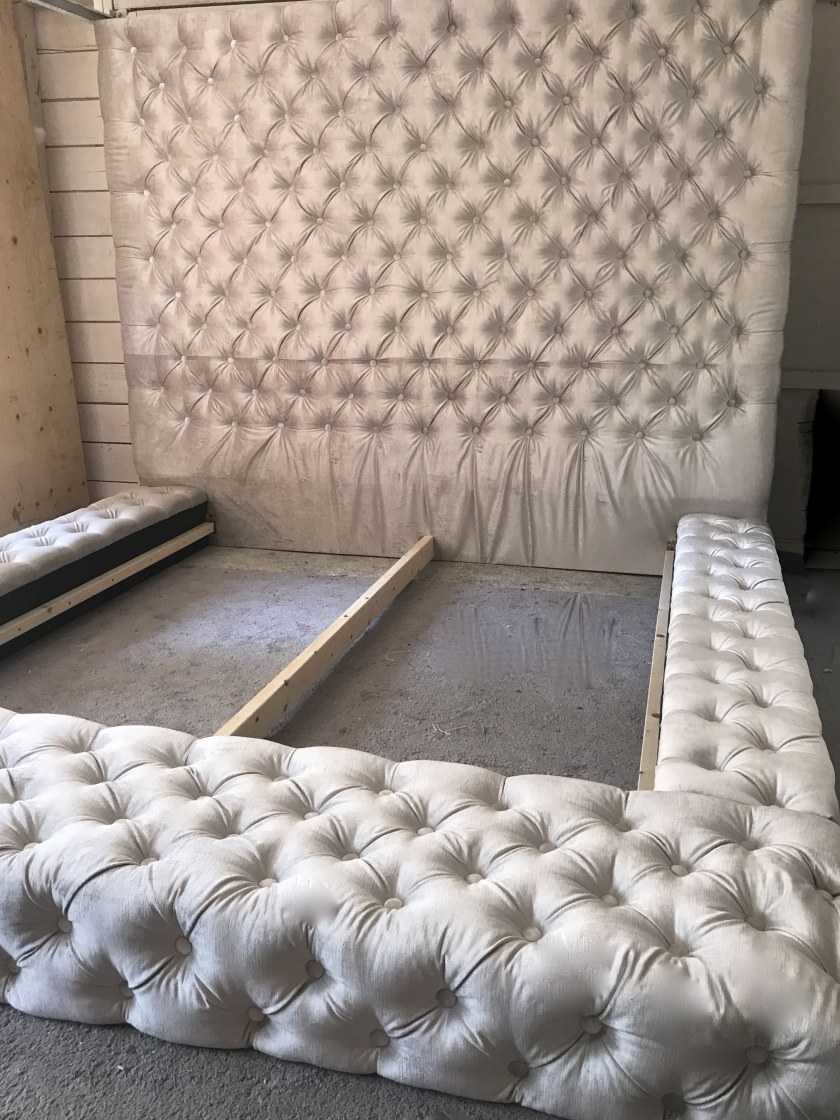 Каретная стяжка кровать с изголовьем