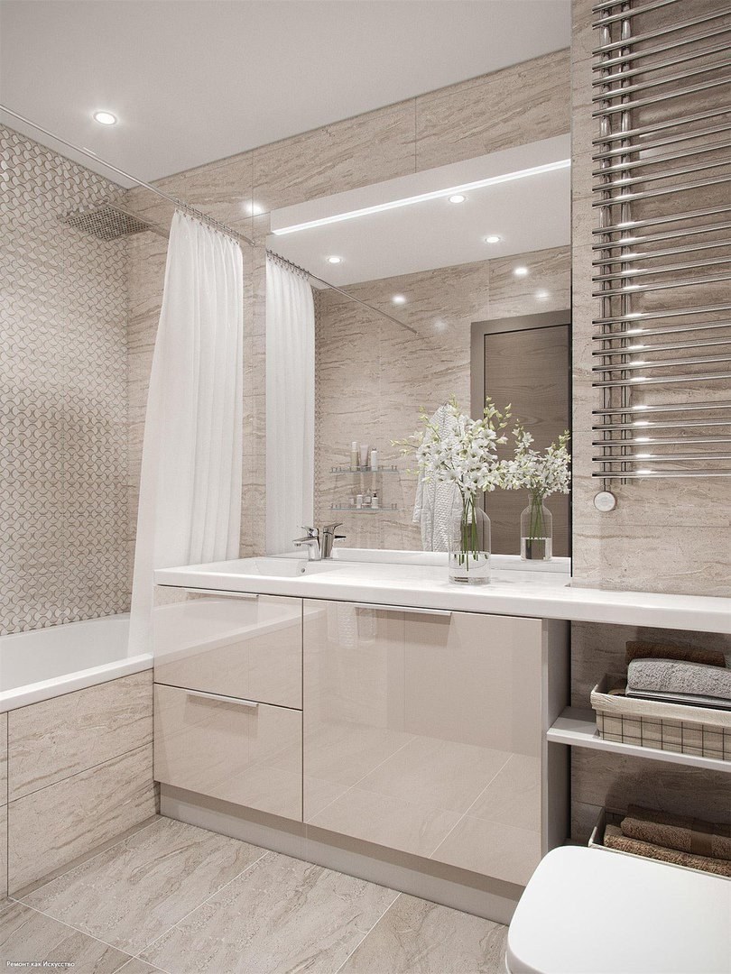 Интерьер санузла в светлых тонах