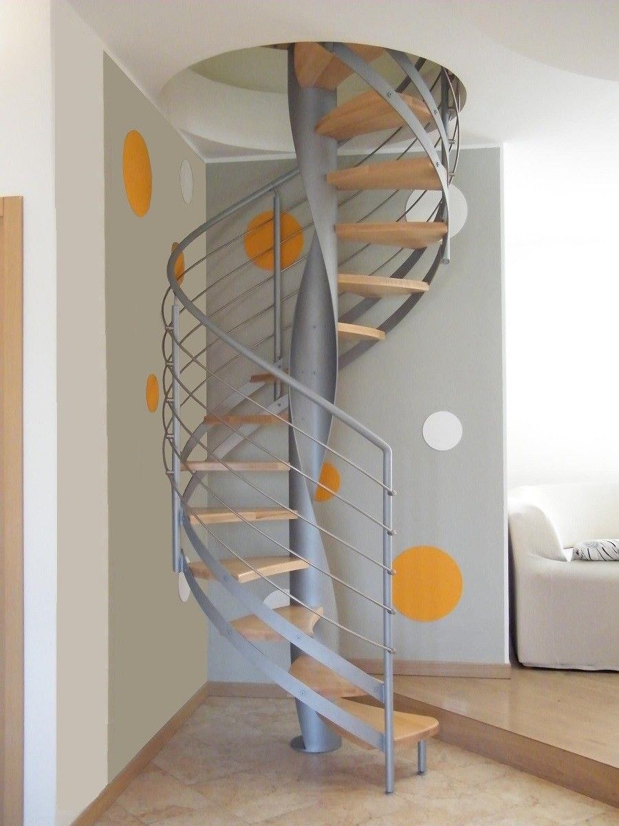 Винтовая деревянная лестница модульная, ДЛС-036