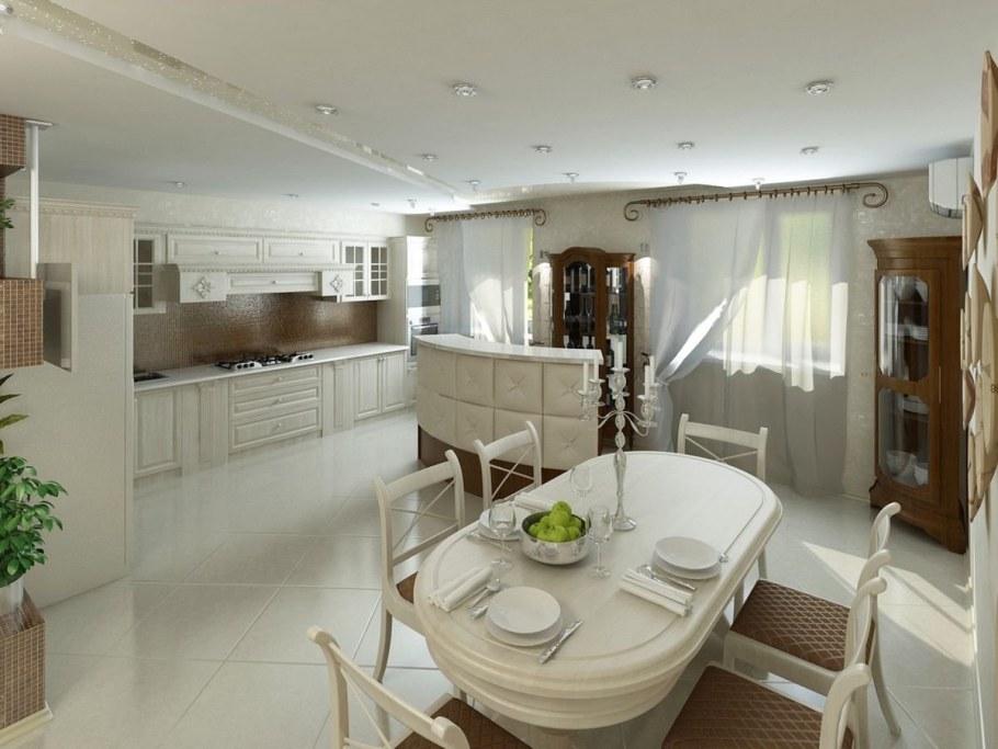 Кухни в коттеджах интерьер