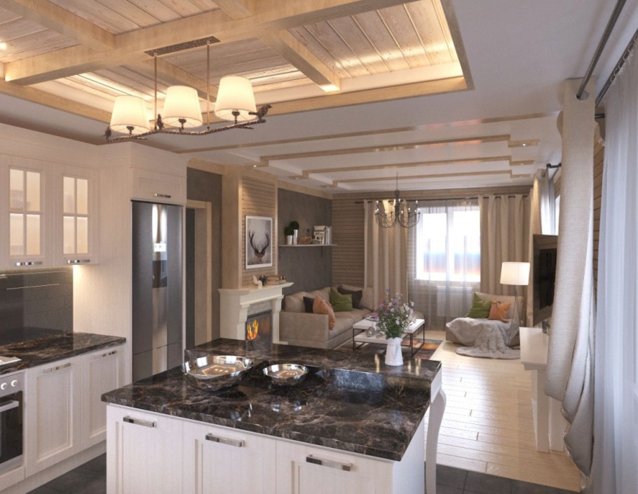 Кухни гостиные в частном доме