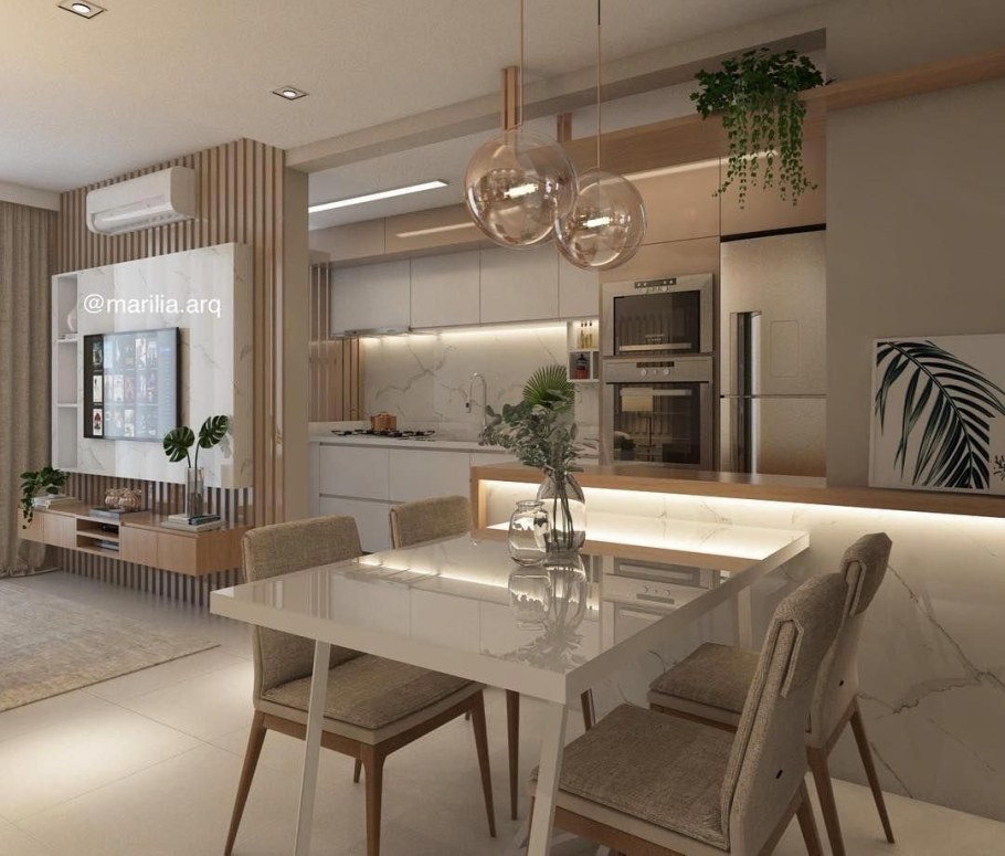 Интерьер столовой гостиной