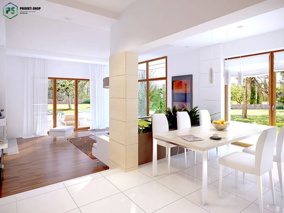 Кухня гостиная с выходом на террасу