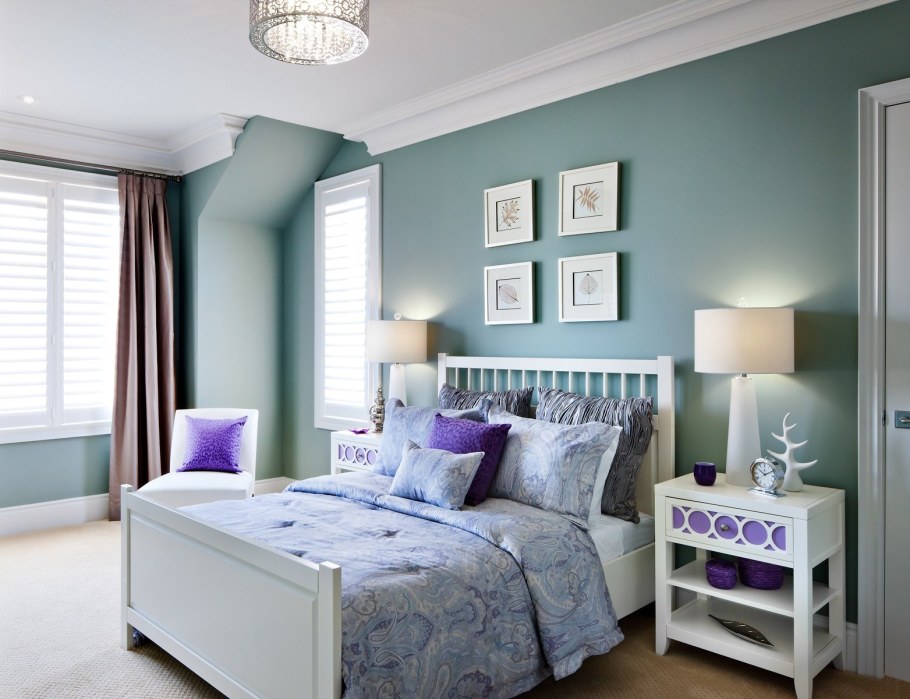 Лавандовый цвет стен в спальне