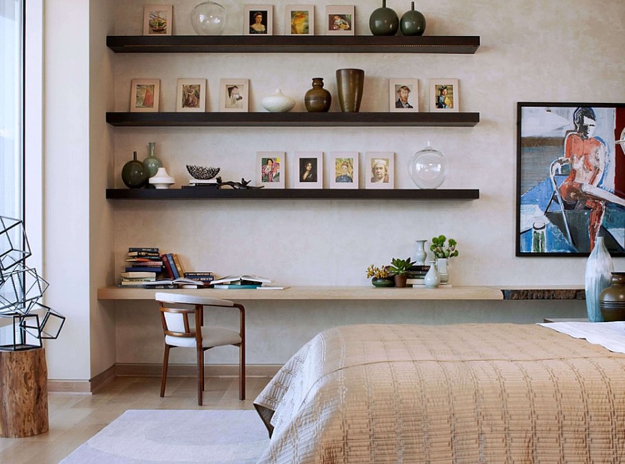 Навесные полки в интерьере
