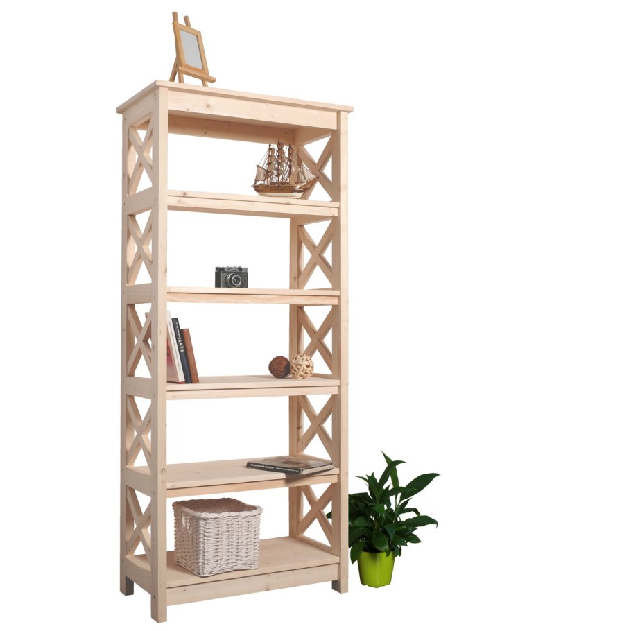 Этажерка средняя, 4 полки, 910х710х400мм, стеллаж деревянный СП-08