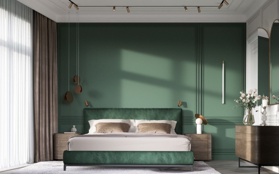 Спальня в изумрудных тонах