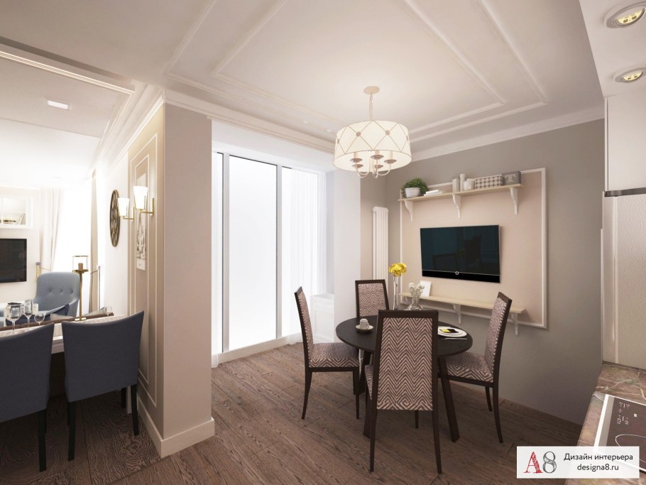 Интерьер трехкомнатной квартиры 55 кв