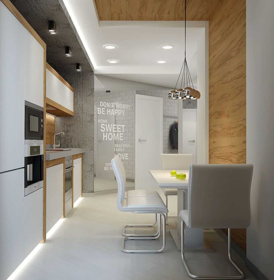 Контемпорари стиль в интерьере кухни гостиной