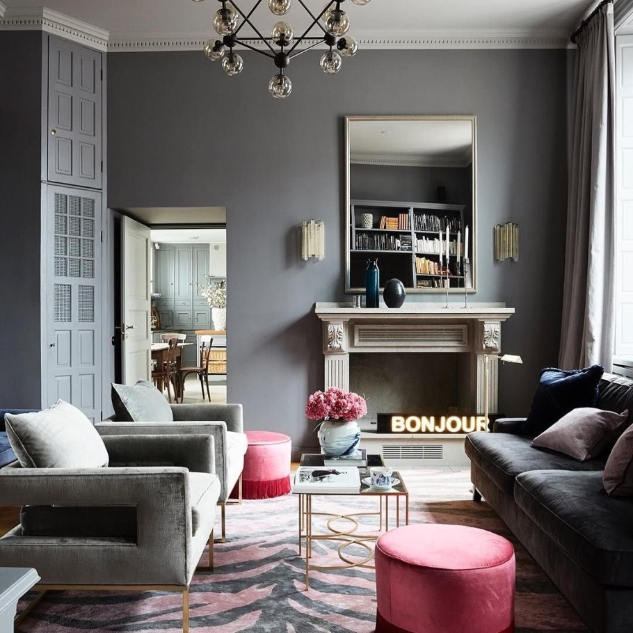 Гостиная в сером цвете