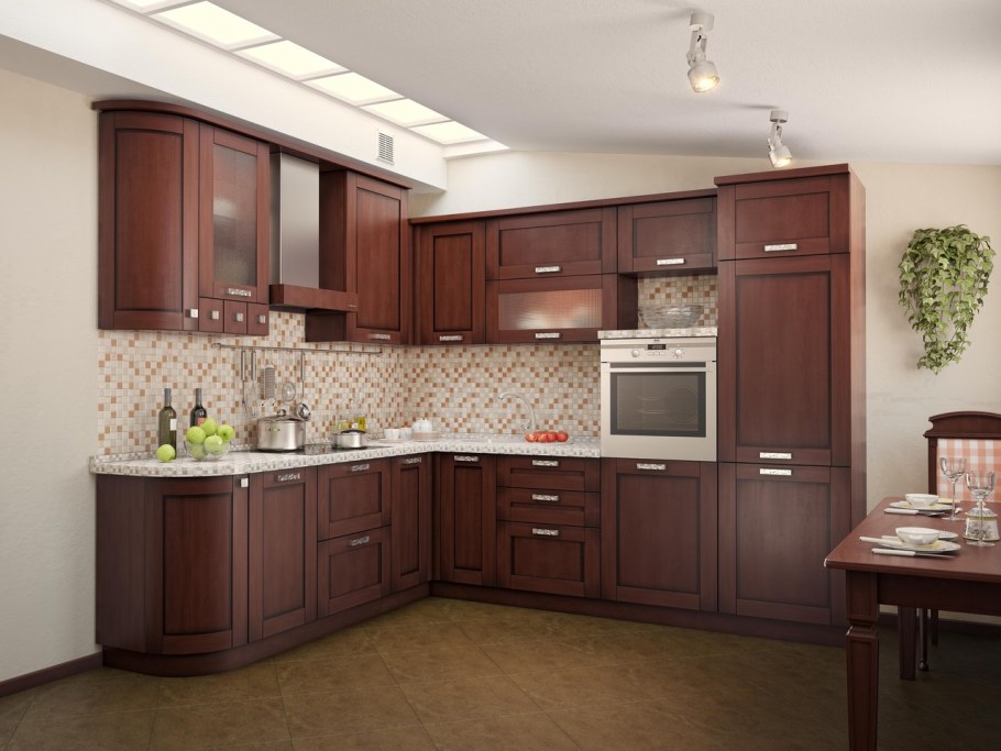 Кухня угловая коричневая