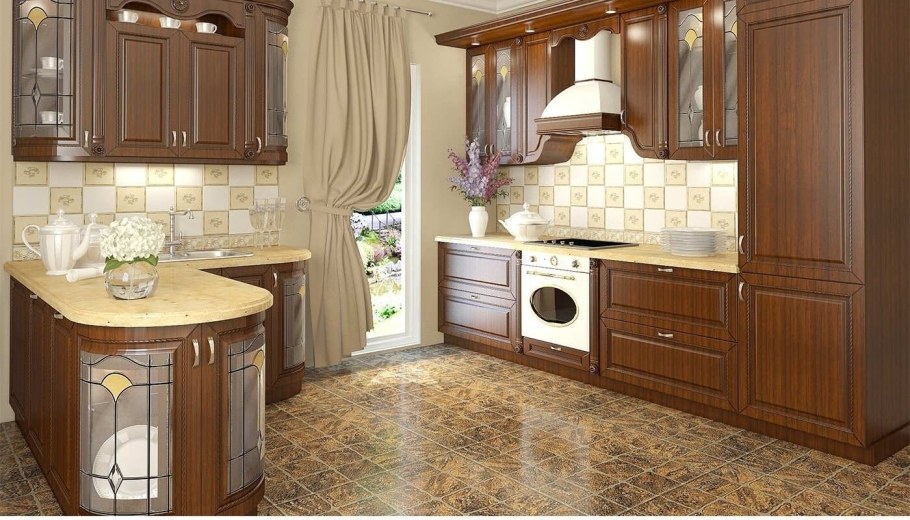 Кухня орехового цвета