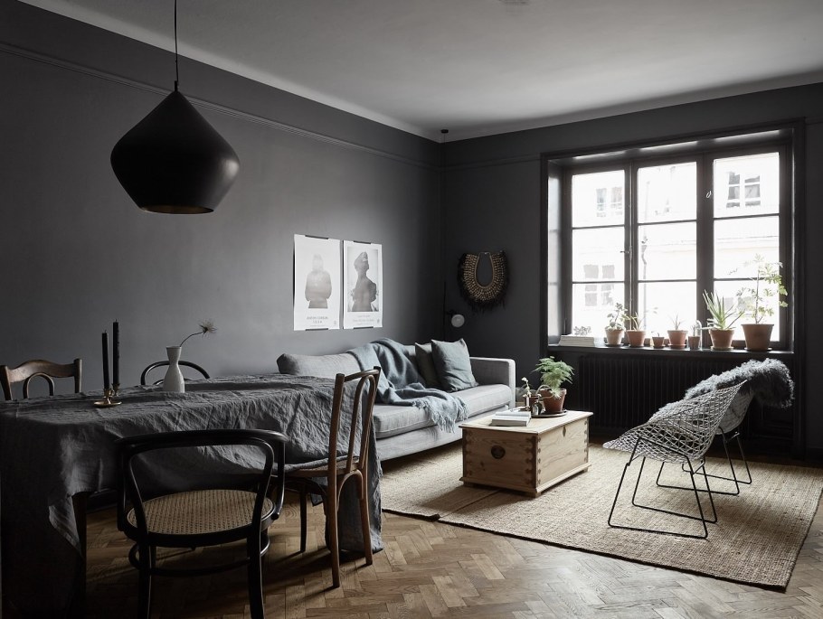 Черные стены в интерьере