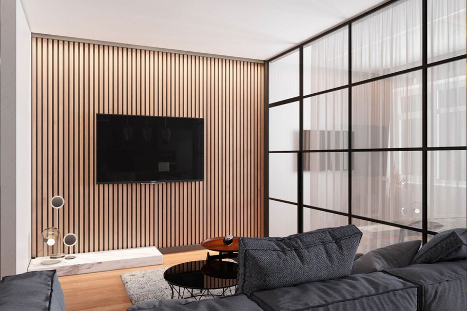 Деревянные планки в интерьере