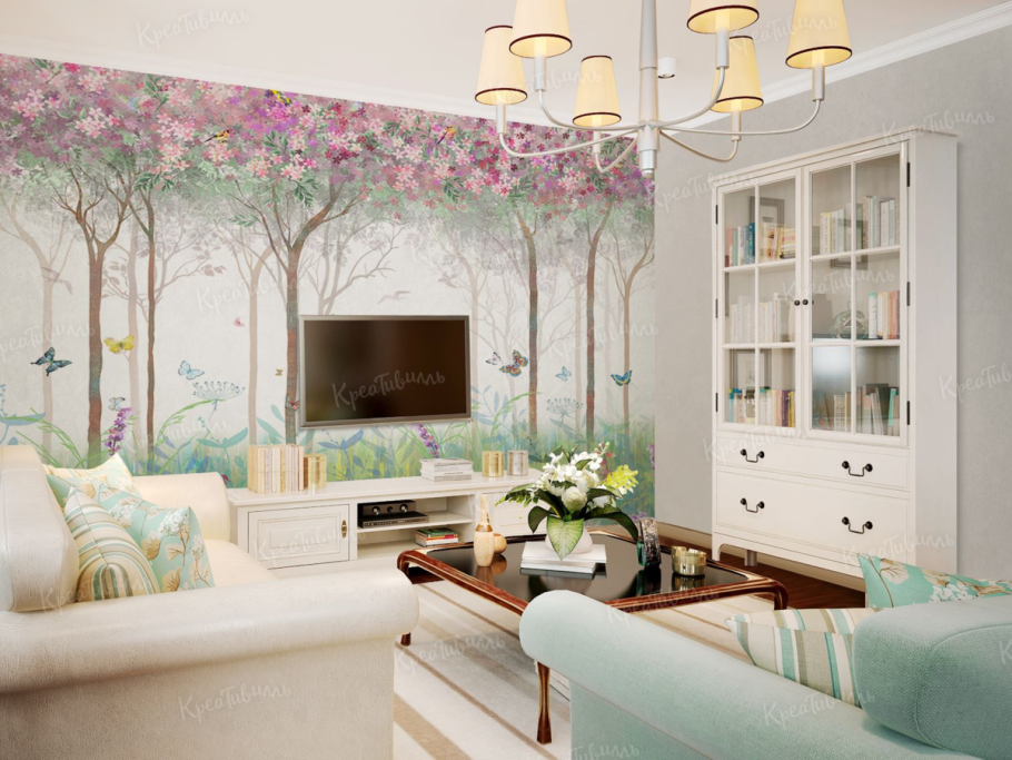 Гостиная в пастельных тонах