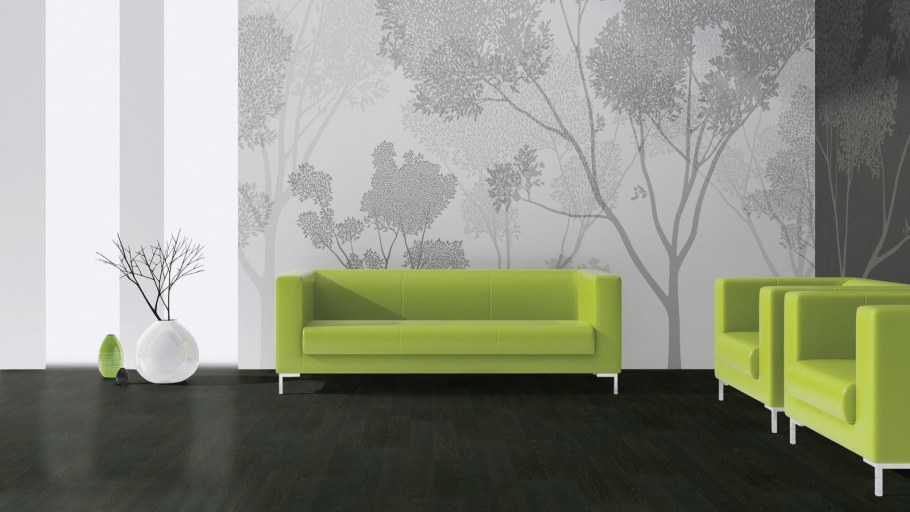 Обои лес в интерьере