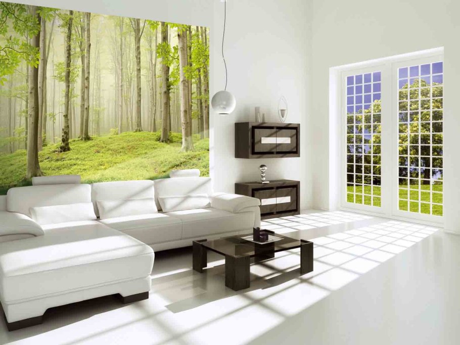 Фреска лес в интерьере