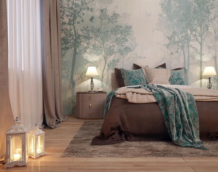 Спальня в изумрудных тонах