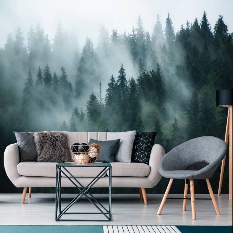 Фреска лес в тумане Аффреско