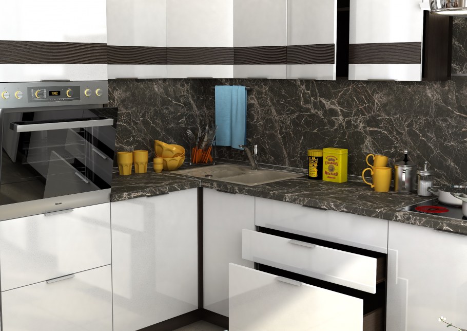 Кухня Терра белый глянец