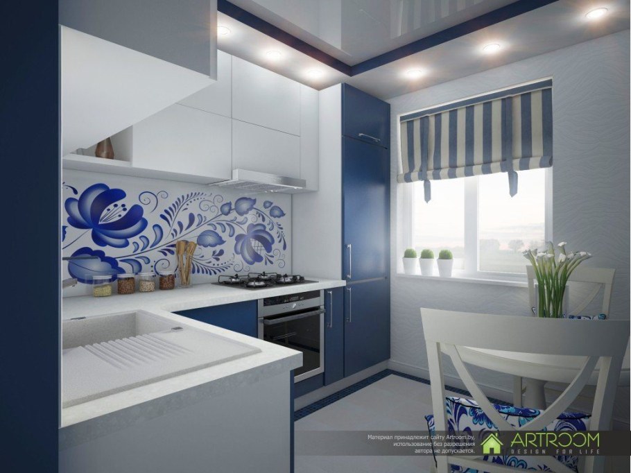 Кухня в Гжельском стиле
