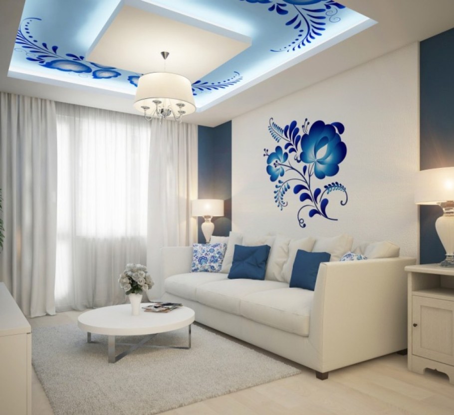 Гостиная в стиле Гжель