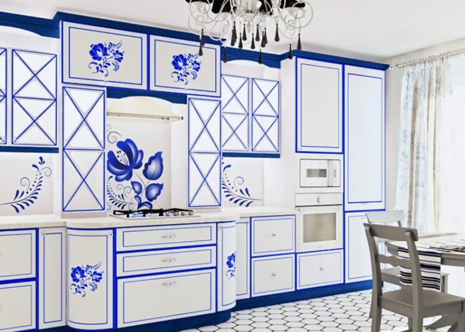 Кухонный гарнитур в стиле Гжель