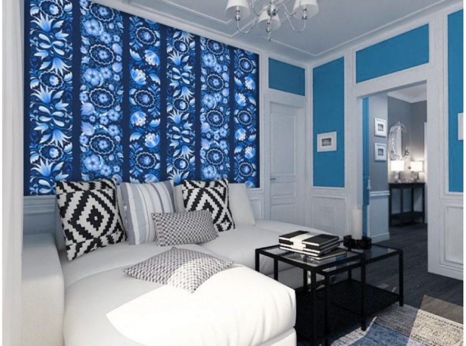Комната в стиле Гжель