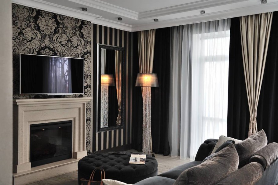 Шторы в стиле арт-деко в интерьере