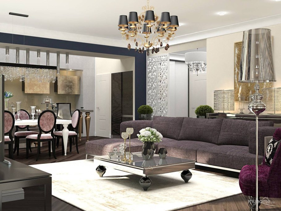 Кухня гостиная ар деко