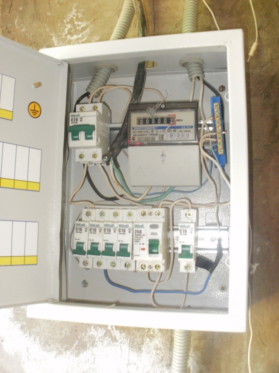 Электро щиток разводка 220 в гараже